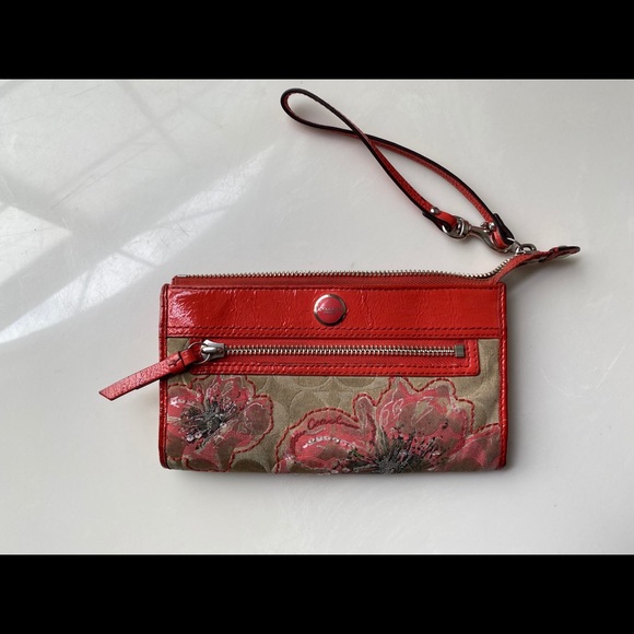 Coach Handbags - Coach Orange Floral Wallet